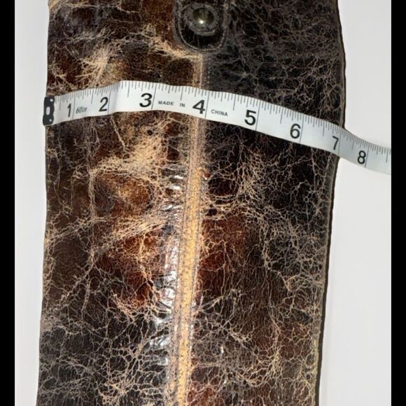 Frye Boots Womens Melissa Button Chocolate  Glazed Distressed Leather Size 6.5R - Picture 9 of 12